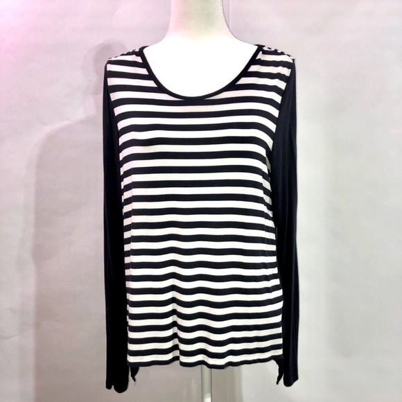 Michael Kors Nautical Striped Hi Low Lightweight shirt blue & white size Medium - Picture 1 of 6